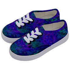 Indigo Abstract Art Kids  Classic Low Top Sneakers by SpinnyChairDesigns