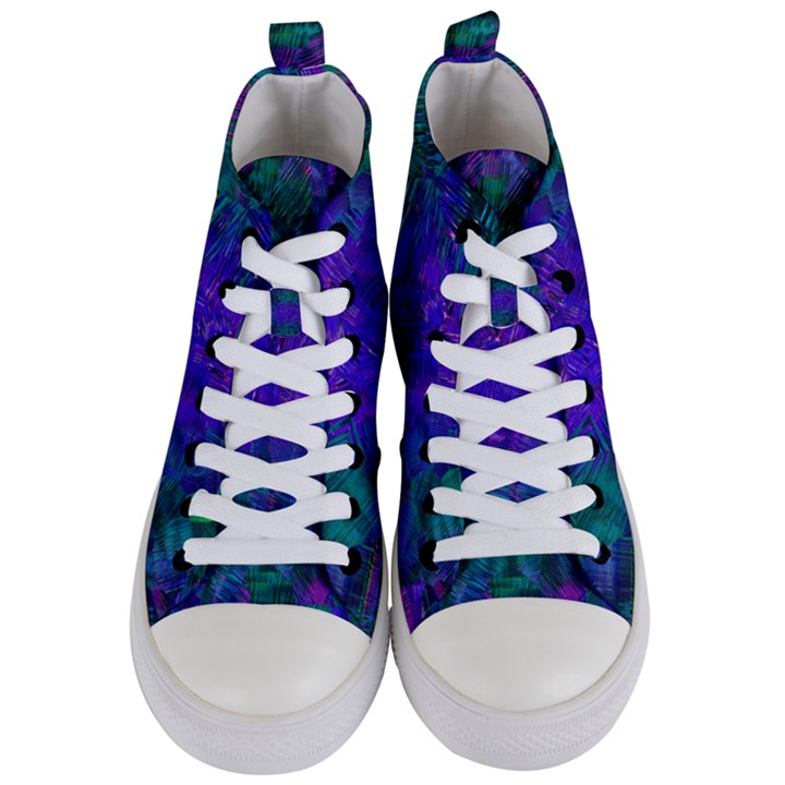 Indigo Abstract Art Women s Mid-Top Canvas Sneakers