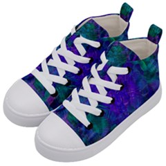 Indigo Abstract Art Kids  Mid-top Canvas Sneakers by SpinnyChairDesigns