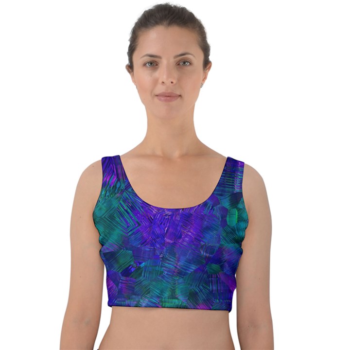 Indigo Abstract Art Velvet Crop Top