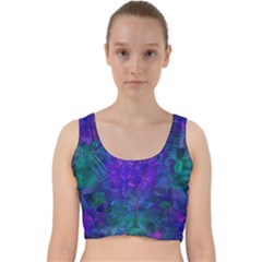 Indigo Abstract Art Velvet Racer Back Crop Top by SpinnyChairDesigns