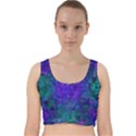 Indigo Abstract Art Velvet Racer Back Crop Top View1