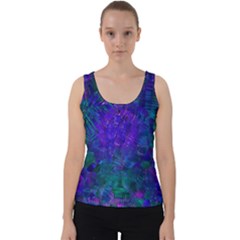 Indigo Abstract Art Velvet Tank Top by SpinnyChairDesigns