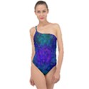 Indigo Abstract Art Classic One Shoulder Swimsuit View1