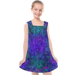 Indigo Abstract Art Kids  Cross Back Dress by SpinnyChairDesigns