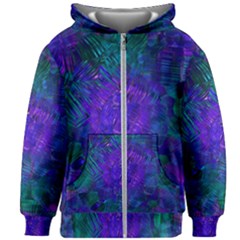 Indigo Abstract Art Kids  Zipper Hoodie Without Drawstring by SpinnyChairDesigns