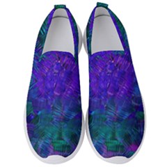 Indigo Abstract Art Men s Slip On Sneakers by SpinnyChairDesigns