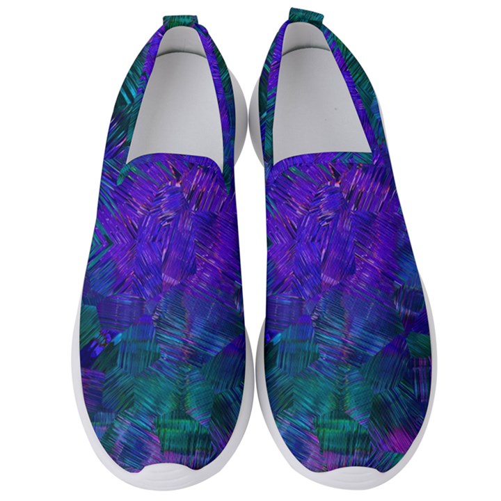 Indigo Abstract Art Men s Slip On Sneakers