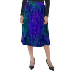 Indigo Abstract Art Classic Velour Midi Skirt  by SpinnyChairDesigns