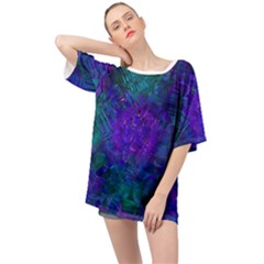 Indigo Abstract Art Oversized Chiffon Top by SpinnyChairDesigns