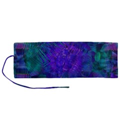 Indigo Abstract Art Roll Up Canvas Pencil Holder (m) by SpinnyChairDesigns