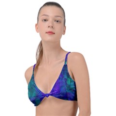 Indigo Abstract Art Knot Up Bikini Top by SpinnyChairDesigns