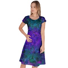 Indigo Abstract Art Classic Short Sleeve Dress by SpinnyChairDesigns