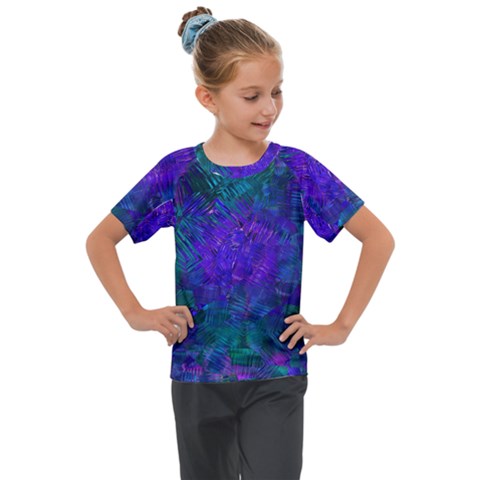 Indigo Abstract Art Kids  Mesh Piece Tee by SpinnyChairDesigns