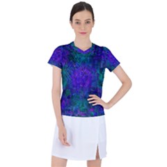 Indigo Abstract Art Women s Sports Top by SpinnyChairDesigns