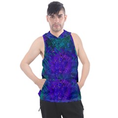 Indigo Abstract Art Men s Sleeveless Hoodie by SpinnyChairDesigns