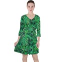 Jungle Green Abstract Art Ruffle Dress View1