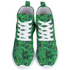 Jungle Green Abstract Art Women s Lightweight High Top Sneakers by SpinnyChairDesigns