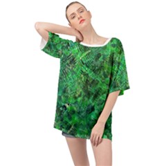 Jungle Green Abstract Art Oversized Chiffon Top by SpinnyChairDesigns