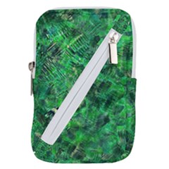 Jungle Green Abstract Art Belt Pouch Bag (large) by SpinnyChairDesigns