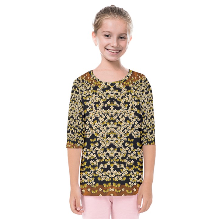 Free As A Flower And Frangipani In  Freedom Kids  Quarter Sleeve Raglan Tee