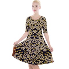 Free As A Flower And Frangipani In  Freedom Quarter Sleeve A-line Dress by pepitasart