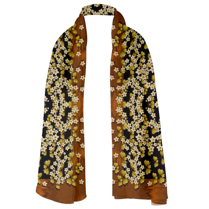 Free As A Flower And Frangipani In  Freedom Long Sheer Chiffon Scarf 