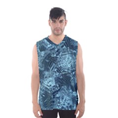 Teal Turquoise Abstract Art Men s Basketball Tank Top by SpinnyChairDesigns