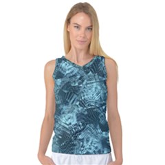 Teal Turquoise Abstract Art Women s Basketball Tank Top by SpinnyChairDesigns