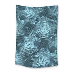 Teal Turquoise Abstract Art Small Tapestry by SpinnyChairDesigns