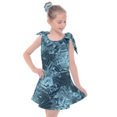 Teal Turquoise Abstract Art Kids  Tie Up Tunic Dress by SpinnyChairDesigns