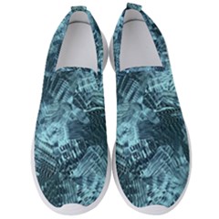 Teal Turquoise Abstract Art Men s Slip On Sneakers by SpinnyChairDesigns