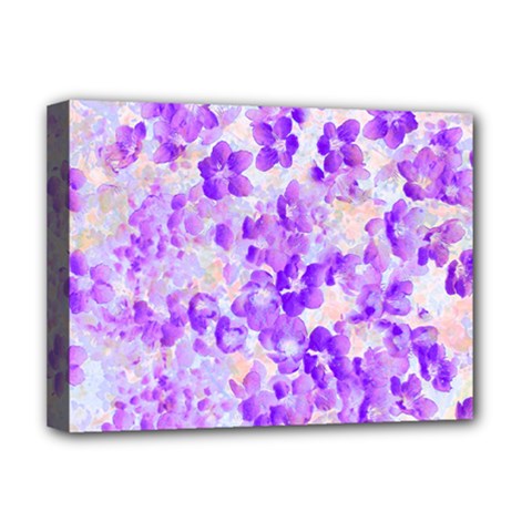 Purple Spring Flowers Deluxe Canvas 16  X 12  (stretched)  by DinkovaArt