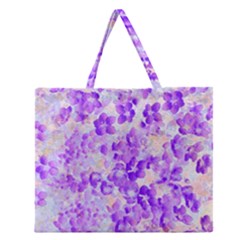 Purple Spring Flowers Zipper Large Tote Bag by DinkovaArt