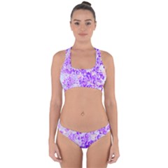 Purple Spring Flowers Cross Back Hipster Bikini Set by DinkovaArt