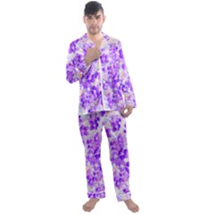 Purple Spring Flowers Men s Long Sleeve Satin Pyjamas Set by DinkovaArt