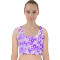 Purple Spring Flowers Velvet Racer Back Crop Top by DinkovaArt