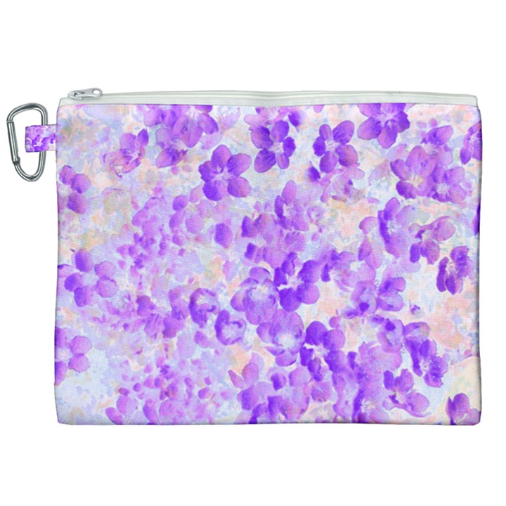 Purple Spring Flowers Canvas Cosmetic Bag (XXL)