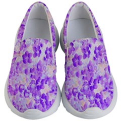 Purple Spring Flowers Kids Lightweight Slip Ons by DinkovaArt