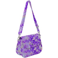 Purple Spring Flowers Saddle Handbag by DinkovaArt