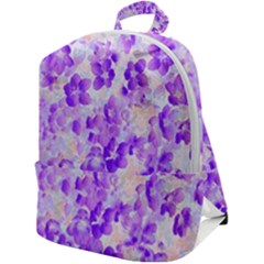 Purple Spring Flowers Zip Up Backpack