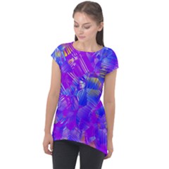 Fuchsia Magenta Abstract Art Cap Sleeve High Low Top by SpinnyChairDesigns