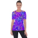 Fuchsia Magenta Abstract Art Shoulder Cut Out Short Sleeve Top View1