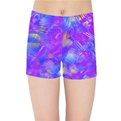 Fuchsia Magenta Abstract Art Kids  Sports Shorts by SpinnyChairDesigns