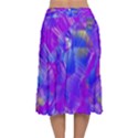 Fuchsia Magenta Abstract Art Velvet Flared Midi Skirt View2