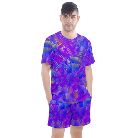 Fuchsia Magenta Abstract Art Men s Mesh Tee And Shorts Set by SpinnyChairDesigns