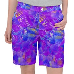 Fuchsia Magenta Abstract Art Pocket Shorts by SpinnyChairDesigns