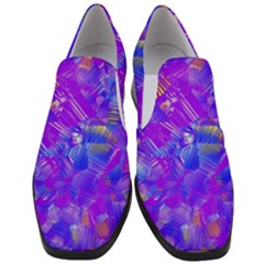 Fuchsia Magenta Abstract Art Women Slip On Heel Loafers by SpinnyChairDesigns