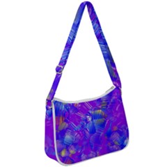 Fuchsia Magenta Abstract Art Zip Up Shoulder Bag by SpinnyChairDesigns