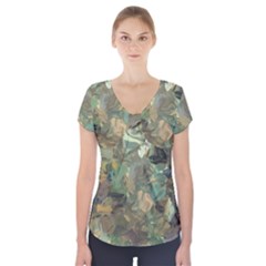 Earth Colors Abstract Art Short Sleeve Front Detail Top by SpinnyChairDesigns